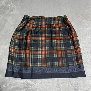 Vintage Talbots Silk Wrap Mini Skirt Womens 12 Plaid Preppy Old Money